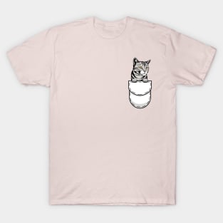 Funny Tabby Pocket Cat T-Shirt